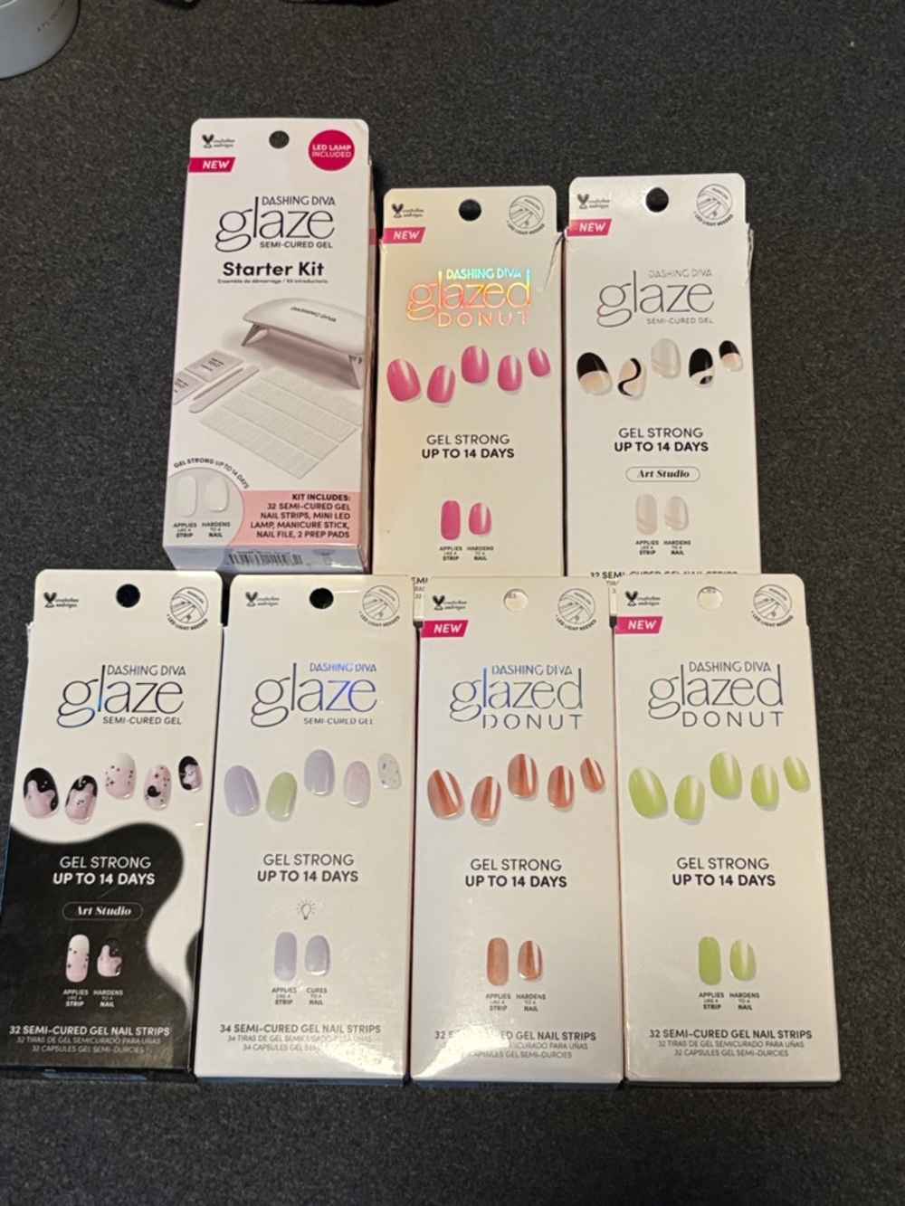 Glaze Semi-Cured Gel Nail Strips - Assorted Pink, Nude & Green Shades